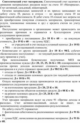 Обложка для материала Синтетический учет материалов