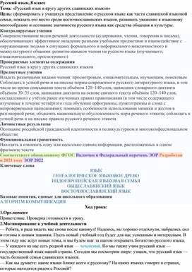 Обложка для материала Тема: «Русский язык в кругу других славянских языков»