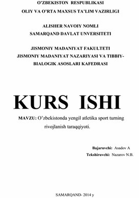 O’zbekistonda yengil atletika sport turning rivojlanish taraqqiyoti.