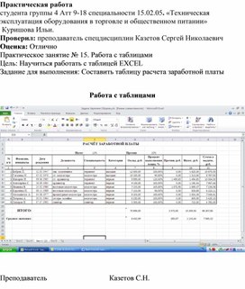 Обложка для материала Практическая работа  студента группы 4 Атт 9-18 специальности 15.02.05. «Техническая эксплуатация оборудования в торговле и общественном питании»