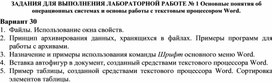 ЗАДАНИЯ ДЛЯ ВЫПОЛНЕНИЯ ЛАБОРАТОРНОЙ РАБОТЕ № 1 Основные понятия об операционных системах и основы работы с текстовым процессором Word