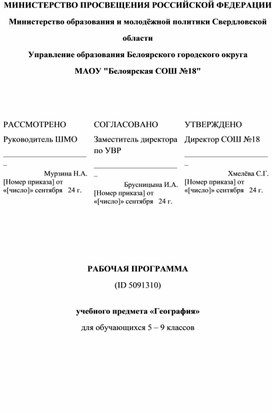 Рабочая программа по географии 5-9 класс