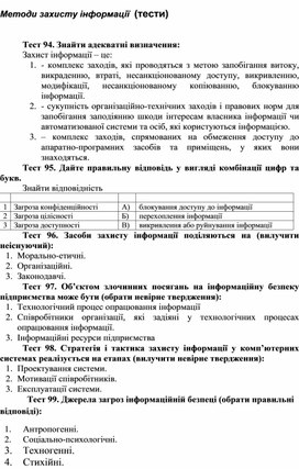 Обложка для материала Методи захисту інформації  (тести)
