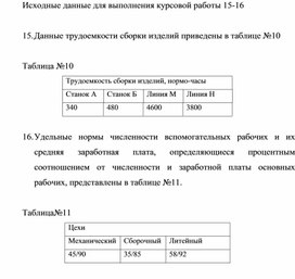 Обложка для материала Исходные данные для выполнения курсовой работы 15-16