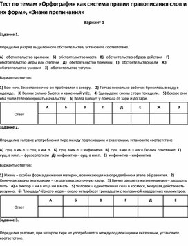 Обложка для материала Тест по темам по русскому языку