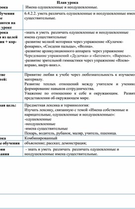 План урока по русскому языку