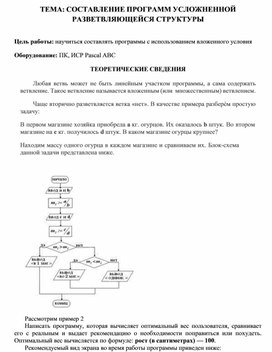 Обложка для материала ТЕМА: СОСТАВЛЕНИЕ ПРОГРАММ УСЛОЖНЕННОЙ РАЗВЕТВЛЯЮЩЕЙСЯ СТРУКТУРЫ