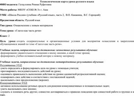 «Глагол как часть речи», 2 класс. Технологическая карта