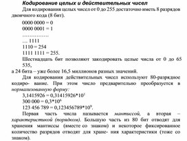 Обложка для материала Кодирование целых и действительных чисел
