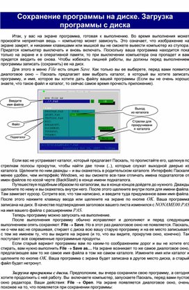 Сохранение программы на диске. Загрузка программы с диска