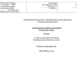 Обложка для материала Адаптированная рабочая программа по русскому языку   8 класс