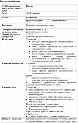 Обложка для материала 32. Сравнение раци Краткосрочный план.Вариант 2