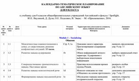Обложка для материала КТП по английскому языку - 8 класс