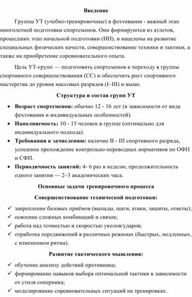 Обложка для материала Тренировочный процесс в группах УТ по фехтованию