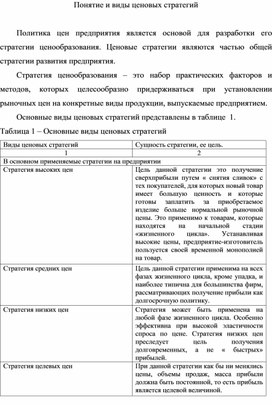 Обложка для материала Понятие и виды ценовых стратегий