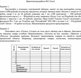 Обложка для материала Практическая работа Excel.