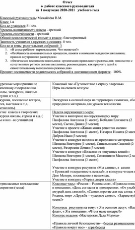 Отчёт о работе классного руководителя