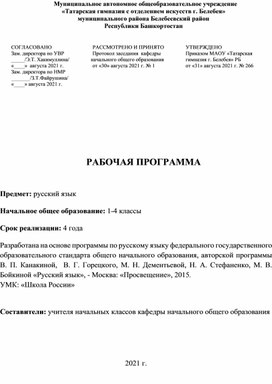 Рабочая программа по русскому языку (1-4 классы)