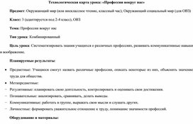 Технологическая карта урока: «Профессии вокруг нас»