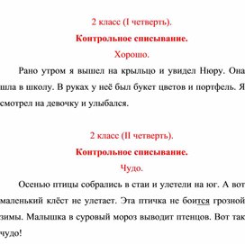 Обложка для материала Текст для контрольного списывания начальные классы 2