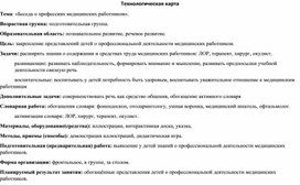 Технологическая карта Тема: «Беседа о профессиях медицинских работников». в подготовительной группе