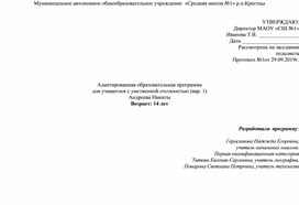 Индивидуальная программа для учащегося 6 класса с ОВЗ