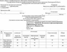 КТП Безопасность функционирования информационных систем