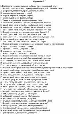 Контрольная работа по русскому языку по теме "Орфография" (10 класс)