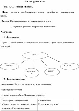 Обложка для материала Литература 10 класс.  Тема: И. С. Тургенев «Порог».