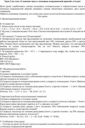 Обложка для материала Урок 2 по теме «Сложение чисел с помощью координатной прямой», 6 класс