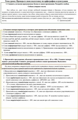 Рабочий лист. Орфография и пунктуация.