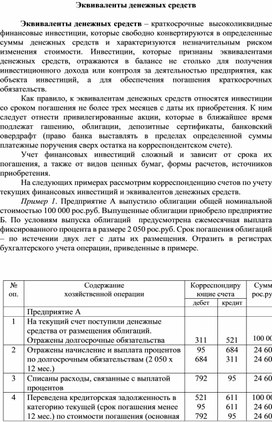 Обложка для материала Эквиваленты денежных средств