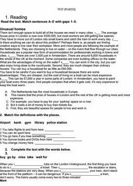 Обложка для материала Тест по теме "Места"