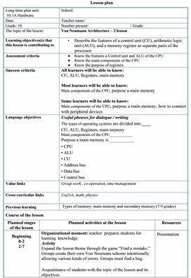 Обложка для материала Hardware Von Neumann Architecture_lesson_plan_2 variant