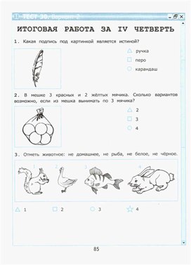 Обложка для материала по информатике тест для 2 класса