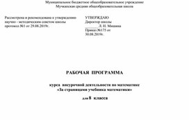 Рабочая программа внеурочной деятельности "За страницами учебника математики"