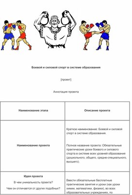 Боевой и силовой спорт в системе образования проект