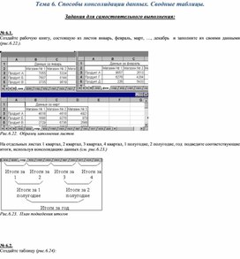 Обложка для материала СРС по теме Способы консолидации данных. Сводные таблицы