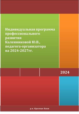 Обложка для материала Индивидуальная программа профессионального развития педагога-организатора на 2024-2027 гг.