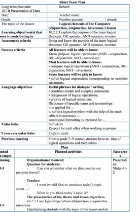 1_Computer Science Grade 10 Log Elem Of The Computer Lesson Plan 1 Variant