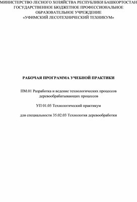 УП 01.05 Технологический практикум. Рабочая программа.