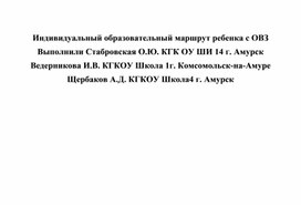 Индивидуальный образовательный маршрут ребенка с ОВЗ