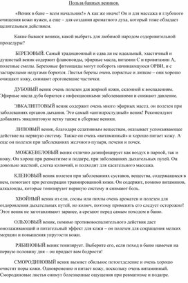 Обложка для материала Польза банных веников.
