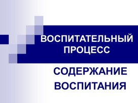 Методическая разработка "Воспитательный процесс" Презентация