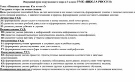 План открытого урока по окружающему миру в 3 классе