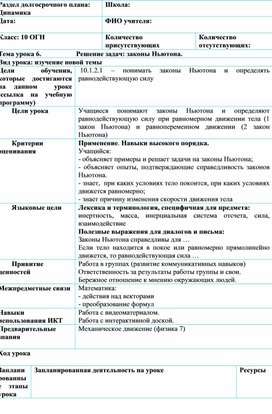 Обложка для материала КП_10ОГН_Решение задач Законы Ньютона