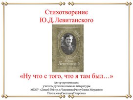 Стихотворение Ю.Д.Левитанского  «Ну что с того, что я там был…» (дидактический материал к уроку литературы в 11 классе)