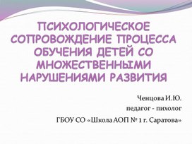 ПСИХОЛОГИЧЕСКОЕ СОПРОВОЖДЕНИЕ ПРОЦЕССА ОБУЧЕНИЯ ДЕТЕЙ С ТЯЖЁЛЫМИ МНОЖЕСТВЕННЫМИ НАРУШЕНИЯМИ РАЗВИТИЯ