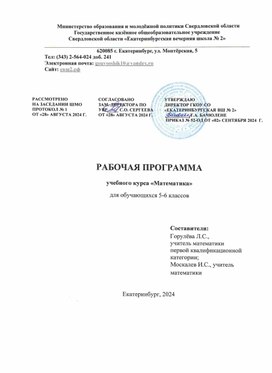 Обложка для материала Рабочая программа по математике 5-6 классы