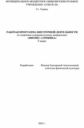 Программа внеурочной деятельности по фитнес-аэробике